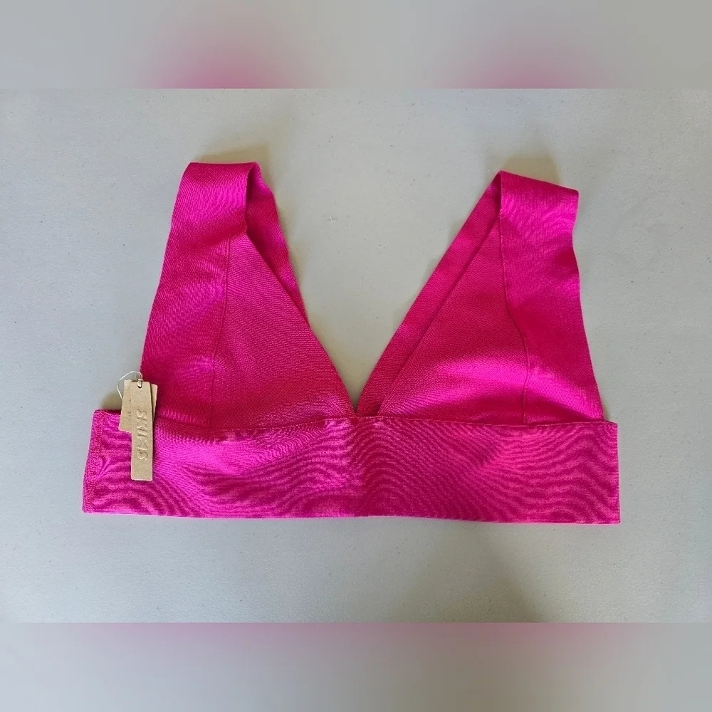 NWT Skims Knit Swim Plunge Bikini Top Magenta Women's Sz 3x.